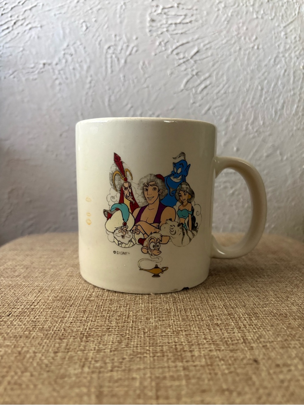 Disney Cream Ceramic Mug with Colorful Aladdin Characters